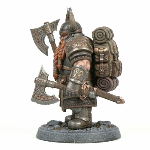 Miniatura enano con dos hachas para Wargames y rol - Imagen 2